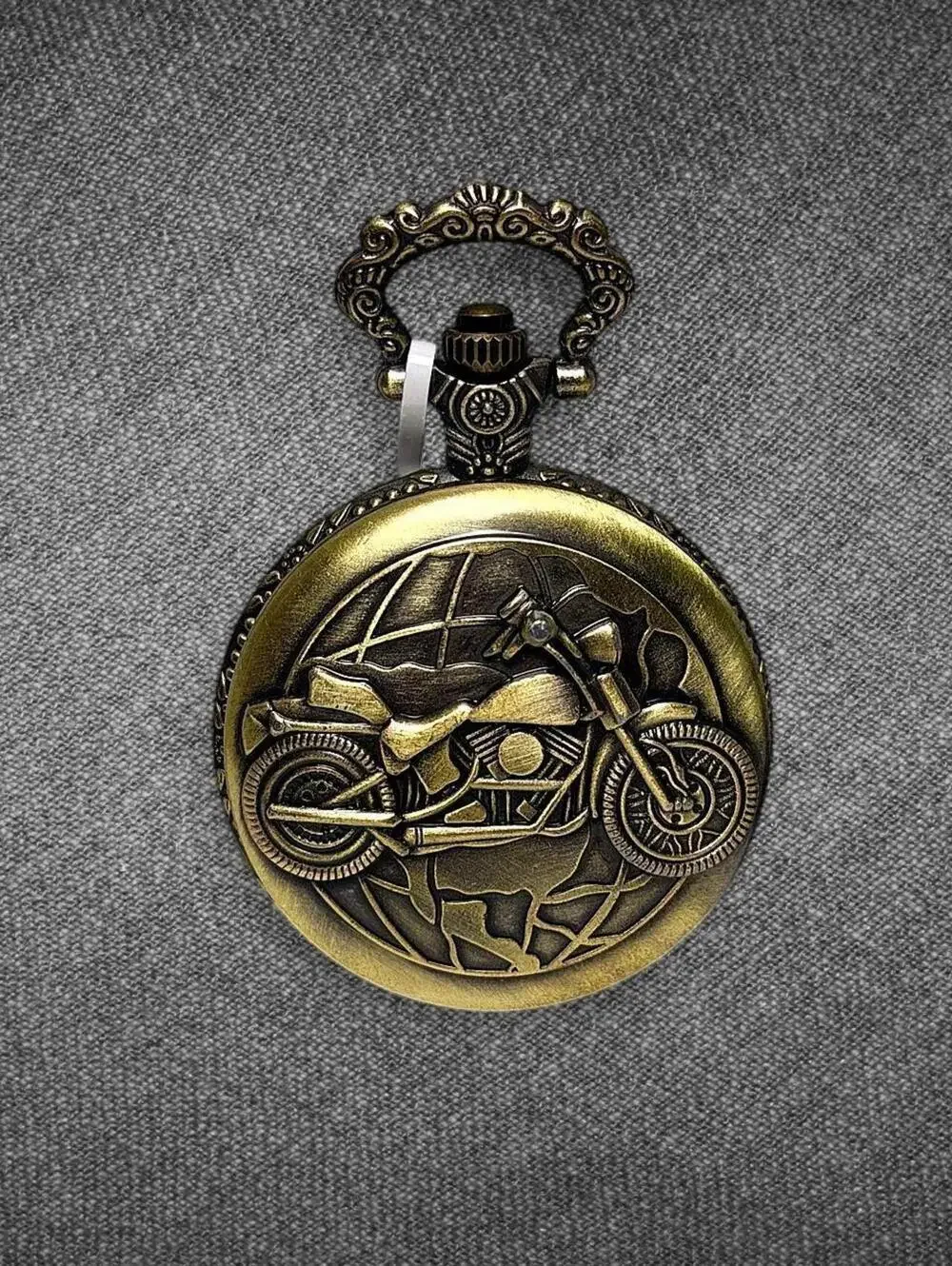 Invicta Motorcycle Pocket Watch Antique Bronze With Chain
